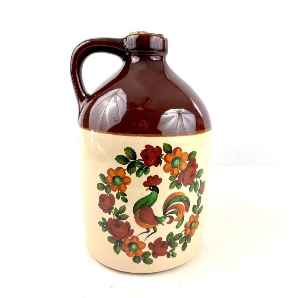 VTG Stoneware Jug Handle - Rooster Design Rustic‎ Farmhouse Decor